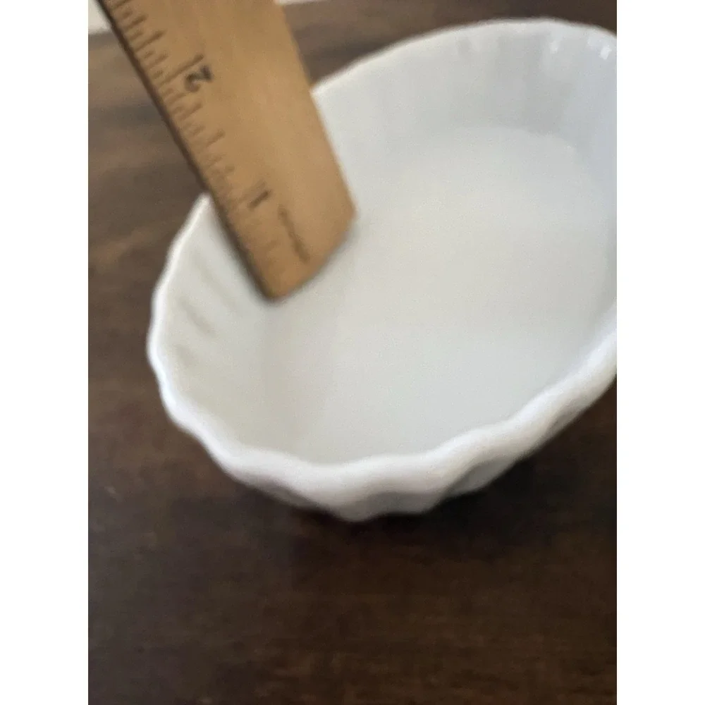 HIC Porcelain Ramekins White Fluted Oven to Table Baking Dishes Set of 2
